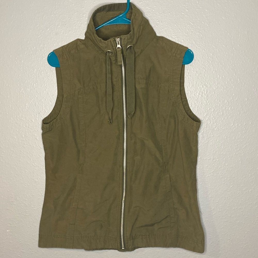 Columbia Army Green Full Zip Sleeveless Vest Size Medium